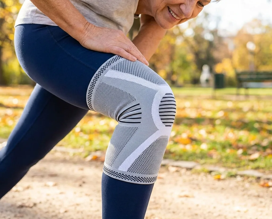 The Compressa Knee Sleeve on a knee mid-stride