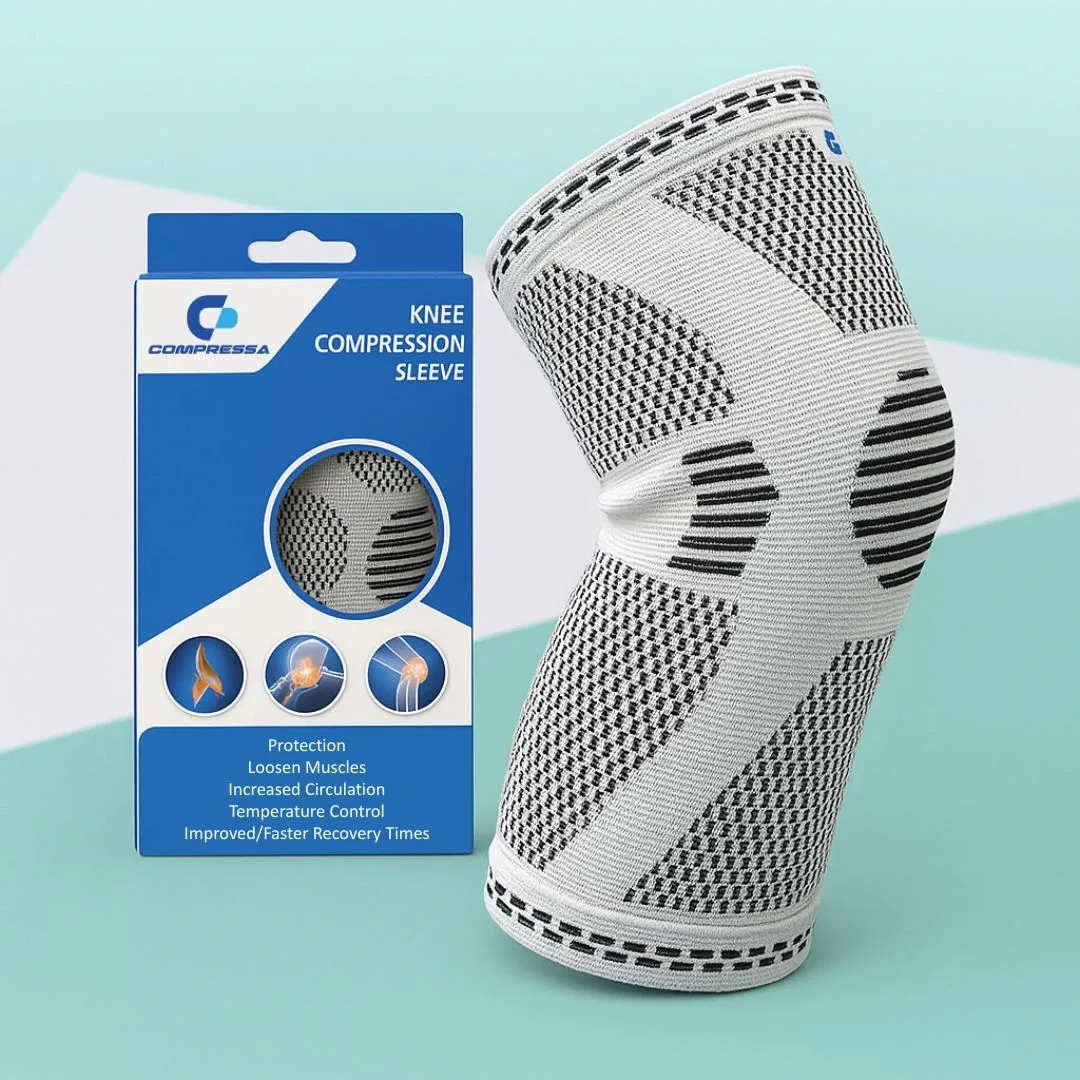 The Compressa Knee Sleeve next to its box