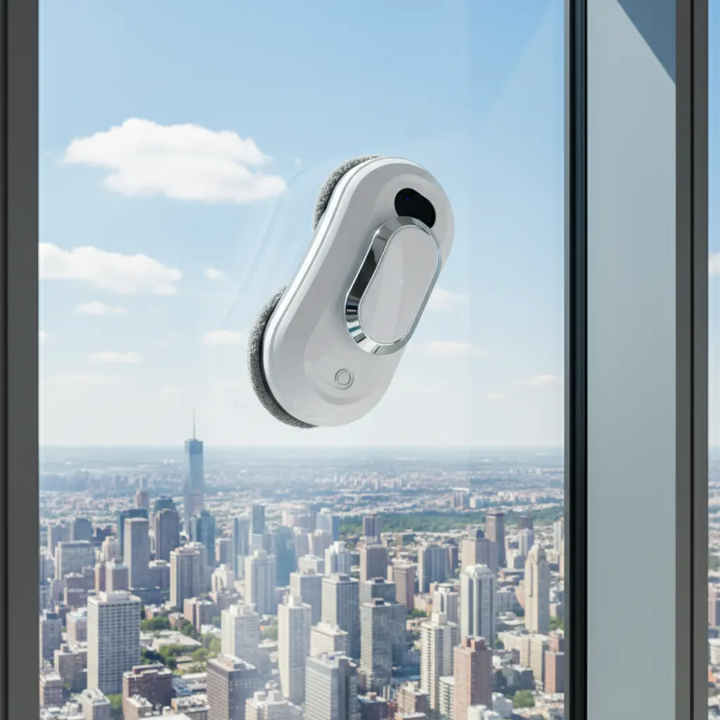Glassy cleaning a high-rise exterior window safely
